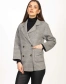 Женское пальто в клеточку цвет серый-1