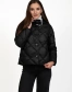 Жіночий біопуховик чорний стьобаний ромбами-7