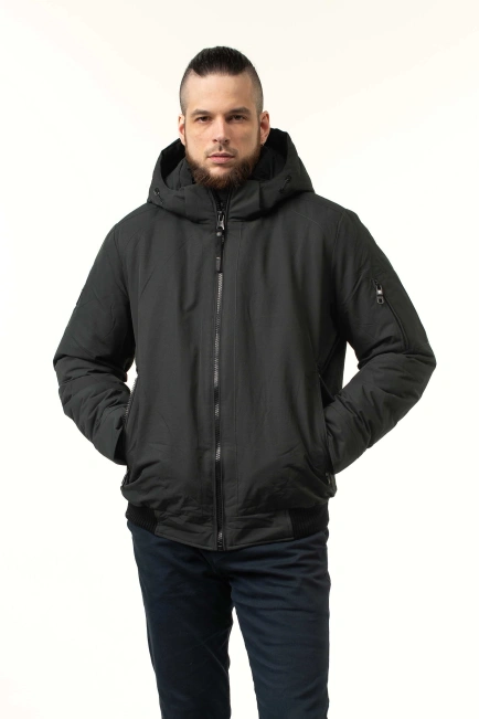 Чоловіча зимова куртка-бомбер з біопухом сіра-4