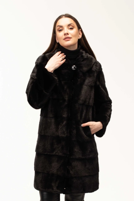 Шикарная шуба из натурального меха норки-4