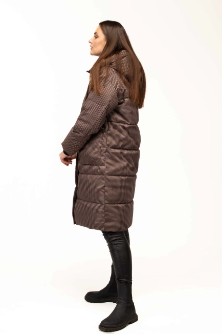 Біопуховик жіночий зимовий довгий принт-5