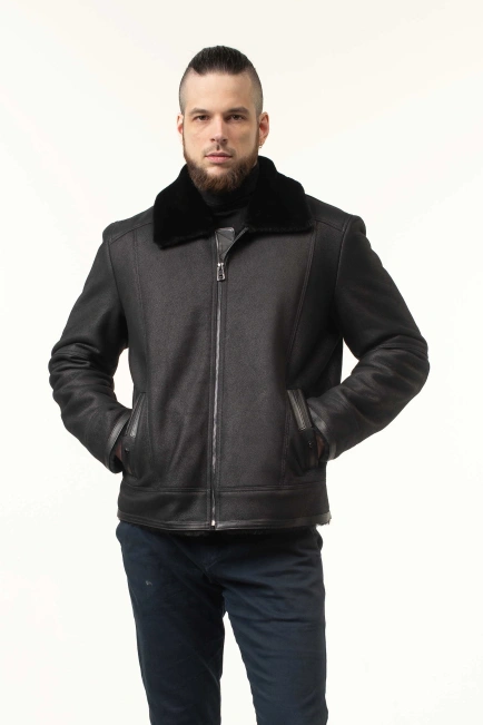 Чоловіча дублянка з хутряним комірцем-4