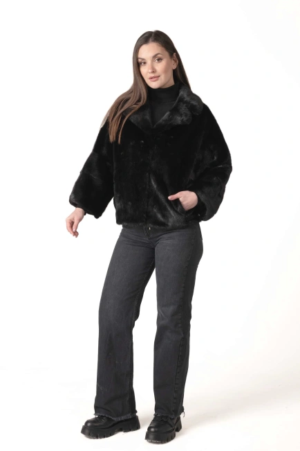 Жіноча норкова шуба з відстібними рукавами-5