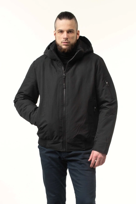 Чоловіча зимова куртка-бомбер з біопухом-4
