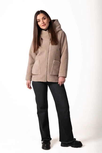 Шуба з екохутра бежева під астрагана-8