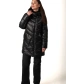 Жіночий чорний біопуховик з накладною кишенею-10
