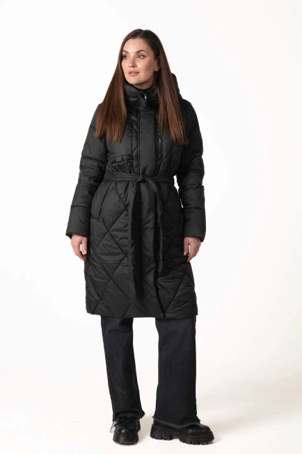 Чорний біопуховик з ромбовидною прострочкою-9