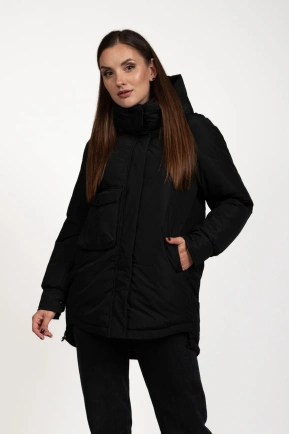 Зимняя куртка с биопухом черного цвета