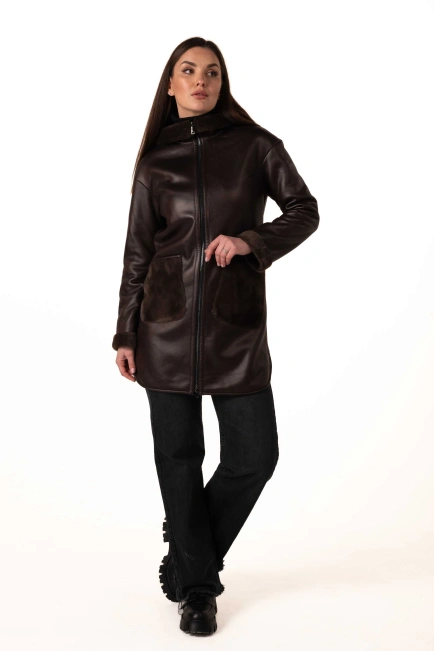 Екодублянка коричневого кольору зимова-9