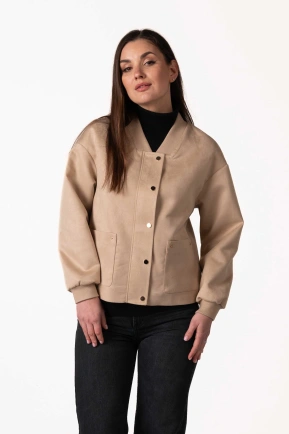 Жіноча куртка зі штучної замші бежева