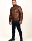 Чоловіча куртка шкіряна коричневого кольору-5