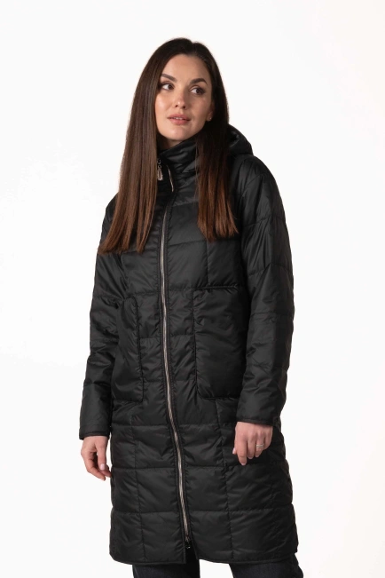 Жіноча демісезонна куртка з капюшоном чорна-4