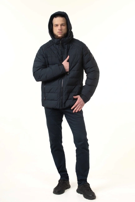 Куртка з біопухом темно-синього кольору-3