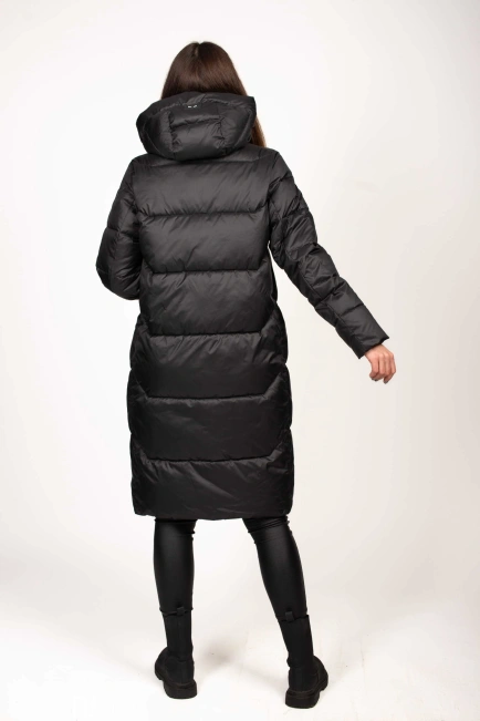 Черный биопуховик с декором на кармане-9