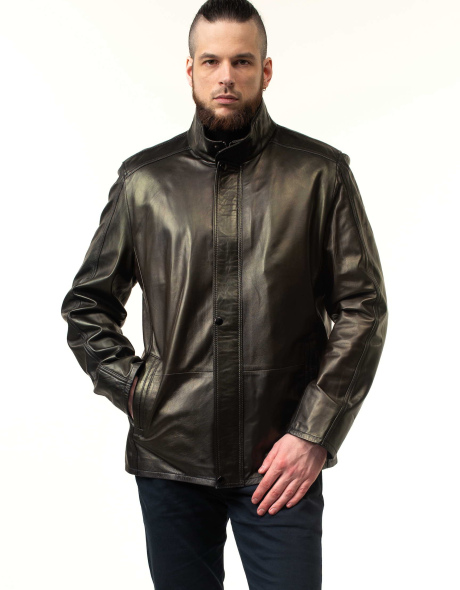 Класична чоловіча куртка з натуральної шкіри