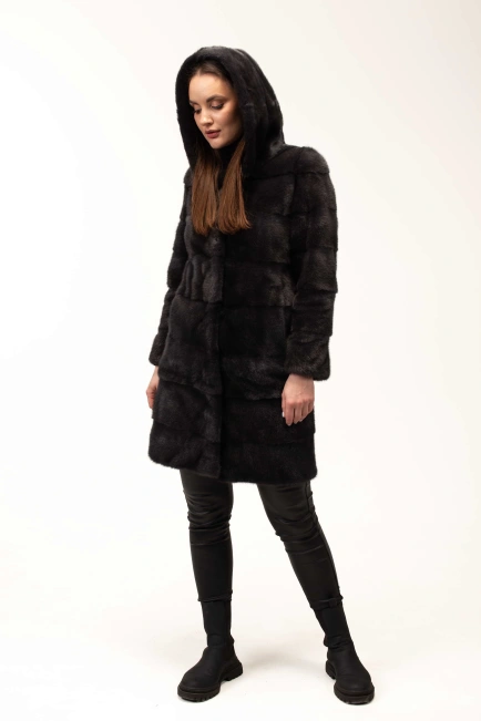 Норковая шуба в цвете графит-8