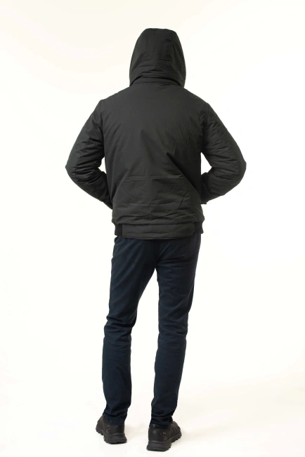 Чоловіча зимова куртка-бомбер з біопухом сіра-2