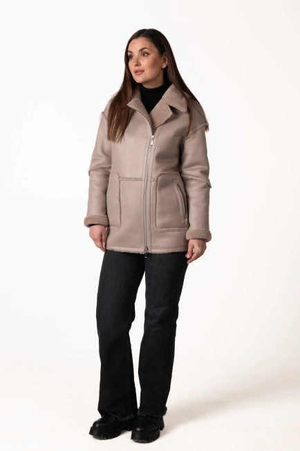 Жіноча екодублянка пудрового кольору-10