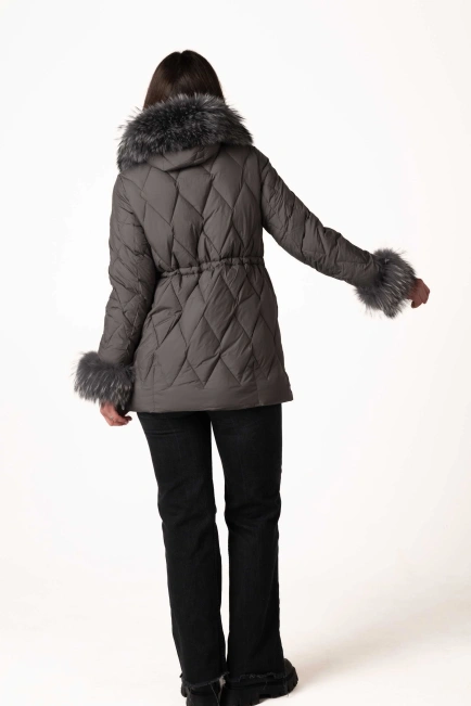 Графітовий біопуховик з відстібним хутром-2