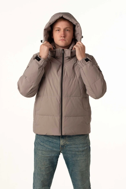 Сіра зимова куртка з біопухом для чоловіків-3