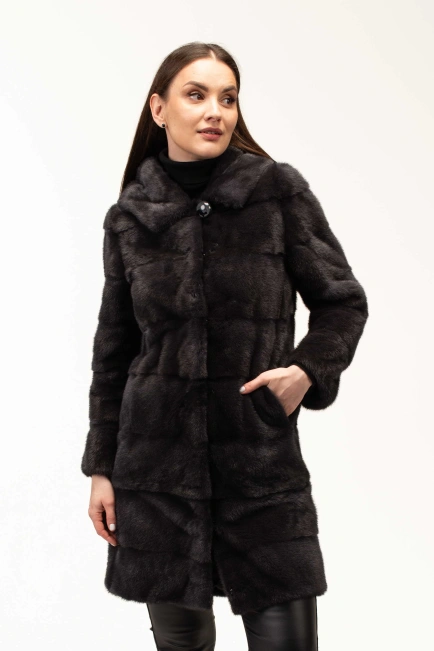 Норковая шуба в цвете графит-4