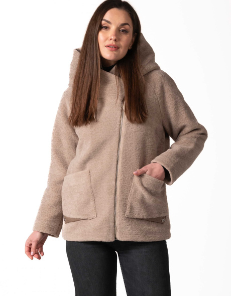 Шуба з екохутра бежева під астрагана