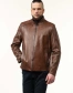 Шкіряна куртка чоловіча у коричневому відтінку-10