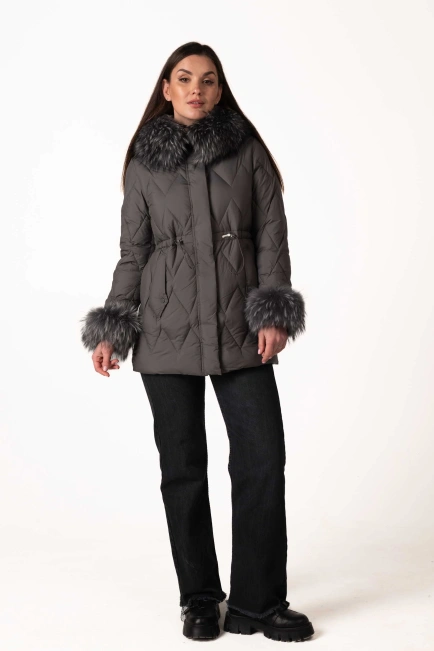 Графітовий біопуховик з відстібним хутром-7