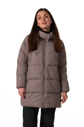 Кавовий біопуховик зі знімним капюшоном