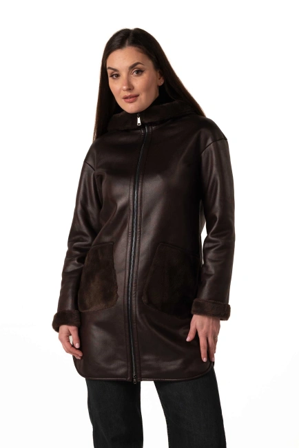 Екодублянка коричневого кольору зимова-1