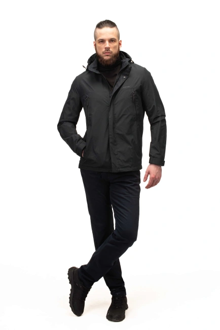 Чоловіча куртка в синьому кольорі подовжена-9