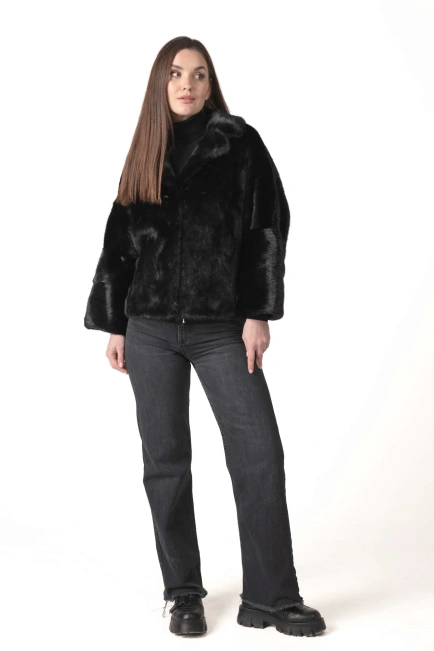 Жіноча норкова шуба з відстібними рукавами-9