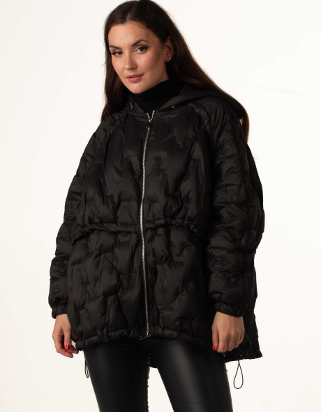 Пуховик з натуральним пухом чорний оверсайз
