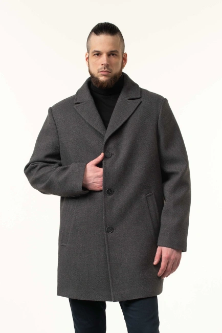 Чоловіче пальто сірого кольору демісезонне-1