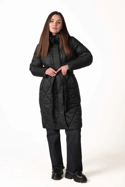 Чорний біопуховик з ромбовидною прострочкою-6