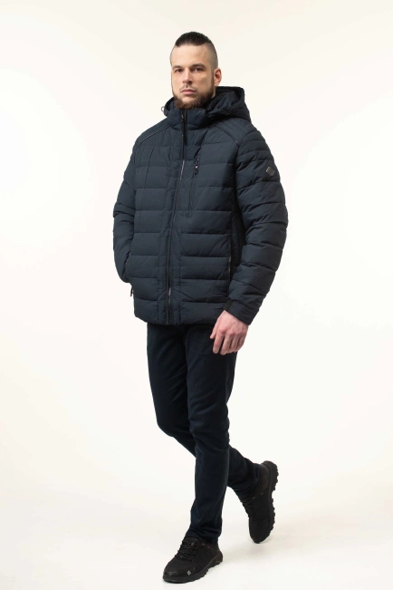 Куртка з біопухом темно-синього кольору-9