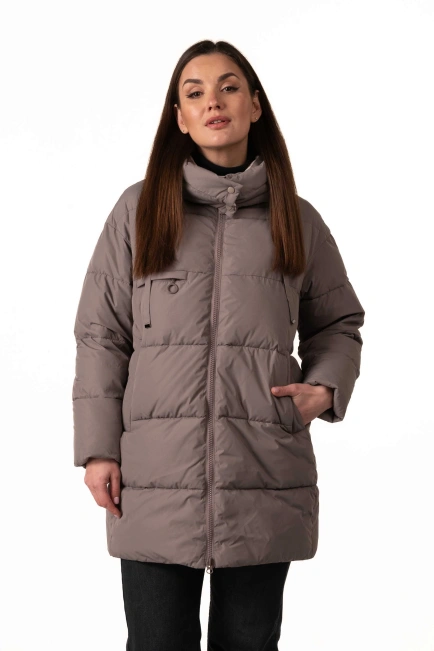 Кавовий біопуховик зі знімним капюшоном-4