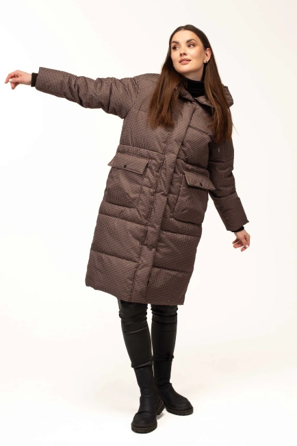 Біопуховик жіночий зимовий довгий принт-6