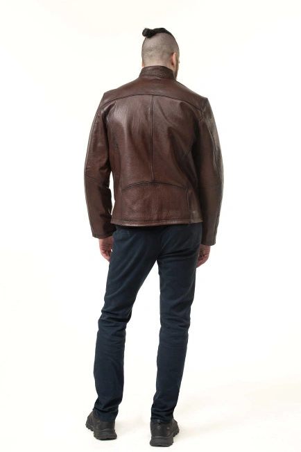 Шкіряна куртка чоловіча коричневого кольору-2