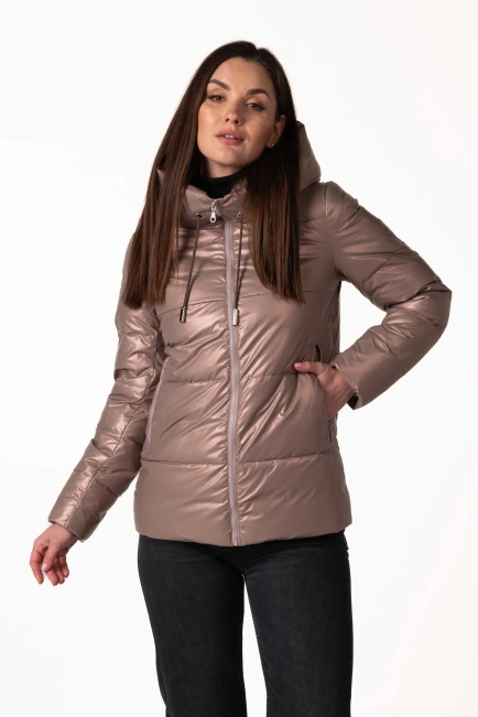 Жіночий зимовий біопуховик капучіно-4
