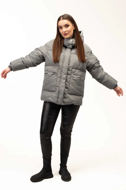 Жіночий бірюзовий біопуховик на холодну зиму-6