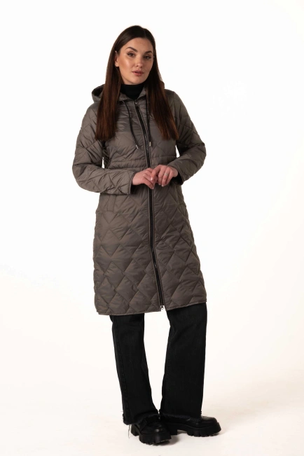 Оливковий демісезонний біопуховик-7