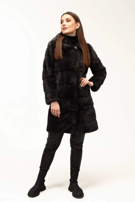 Норковая шуба в цвете графит-3