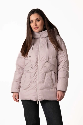 Біопуховик з фігурною прострочкою та капюшоном