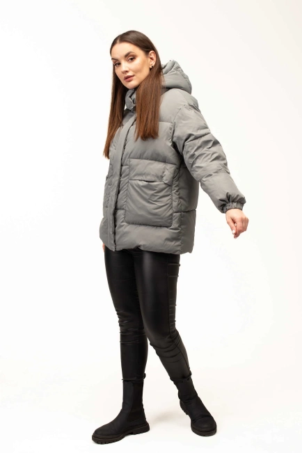Жіночий бірюзовий біопуховик на холодну зиму-5