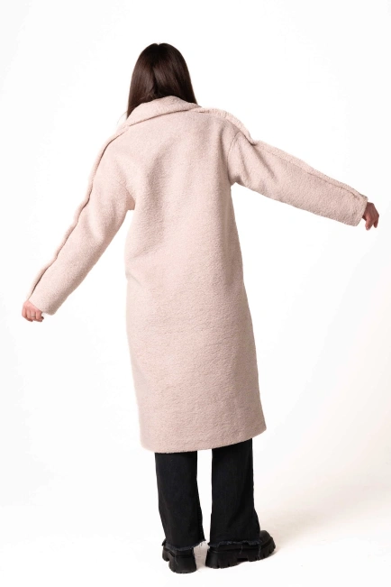 Шуба з екохутра з англійським коміром беж-2