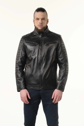 Шкіряна куртка чорна з прострочками