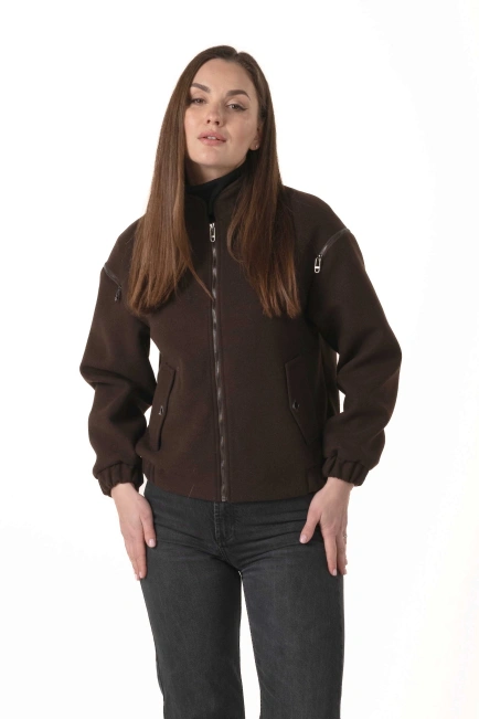 Жіноче кашемірове пальто-бомбер-1