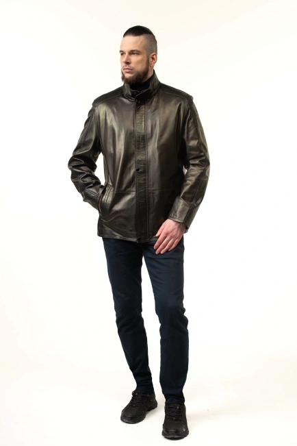 Класична чоловіча куртка з натуральної шкіри-9