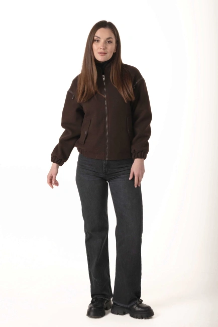 Жіноче кашемірове пальто-бомбер-3